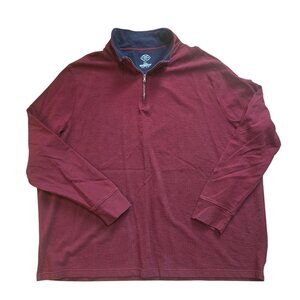 ST. JOHNS BAY 1/4 Zip Long Sleeve Henley Pullover Burgundy Size 5X 100% Cotton